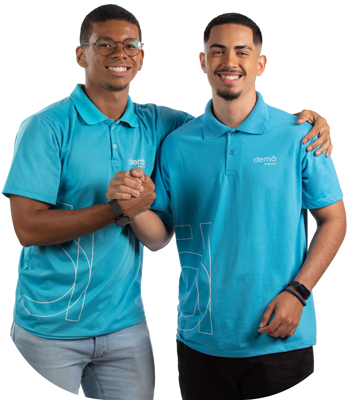 Jovem sorrindo apoiada pela Demà